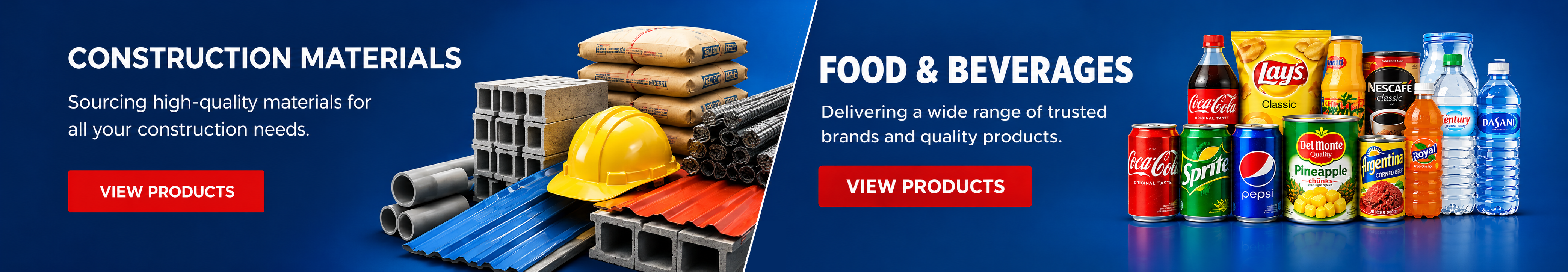 Construction materials and food and beverages